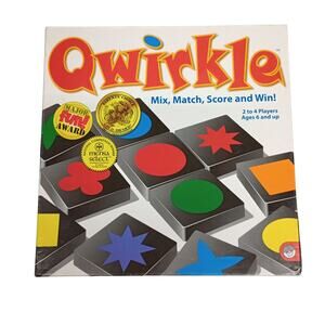 MindWare Qwirkle Game, 108 Durable Wooden Tiles & Canvas Drawstring Bag, Family